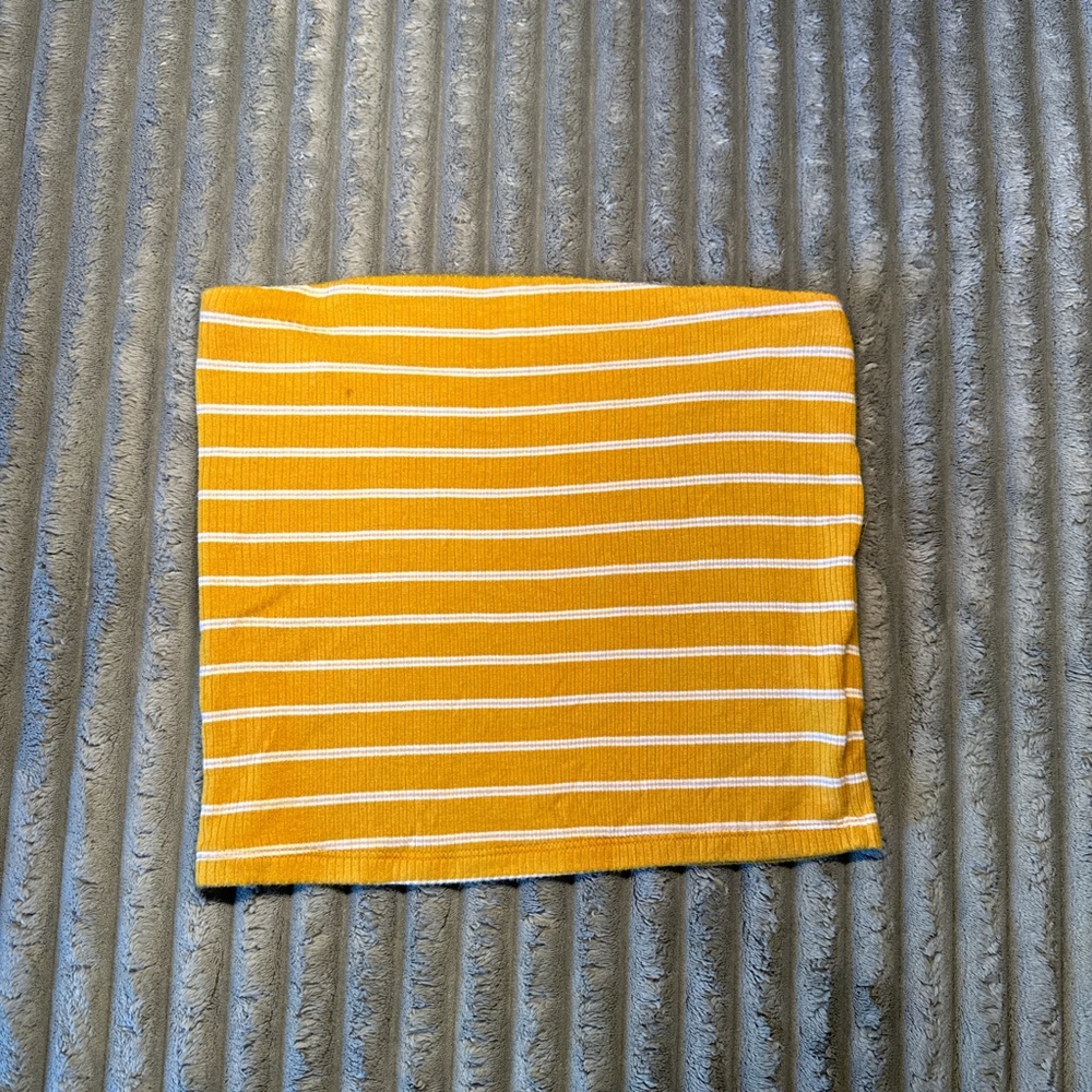 Yellow and White Striped Tube Top